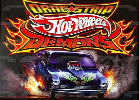 Mattel Hot Wheels Drag Strip Demons Edible Cake Topper Image ABPID09217