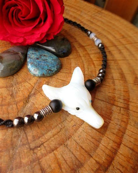 Collier loup pierre tête de loup opalite collier ras de cou Etsy