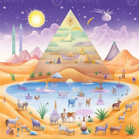 illustration of a pyramid with animals and a pyramid of pyramids. generative ai. 28437815 Stock ...