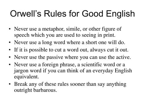 Ppt Orwells Rules For Good English Powerpoint Presentation Free