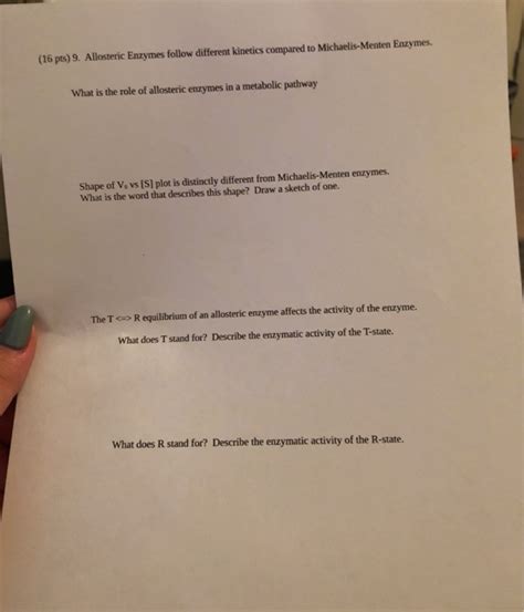 Solved Pts Allosteric Enzymes Follow Different Chegg