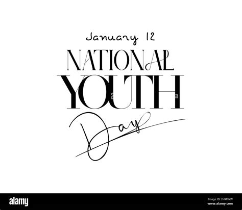 January 12 National Youth Day Hand Lettering Vector Design For