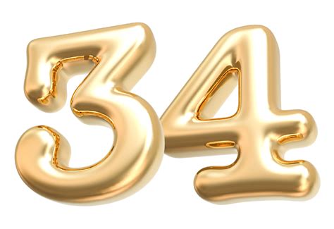 Gold 3d Number 34 36309201 Png