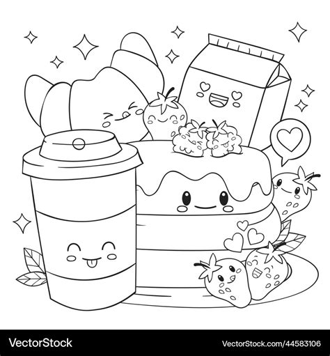 Hand Drawn Kawaii Coloring Book Royalty Free Vector Image