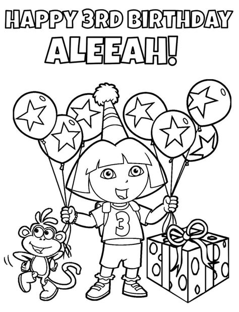 Happy Birthday Dora Coloring Page Download Print Or Color Online For