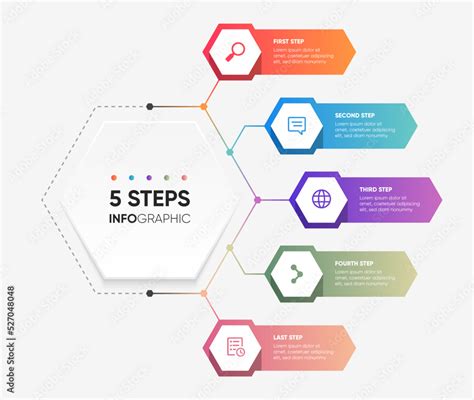 Steps Infographic With Hexagonal Shape Design Modern And Colorful