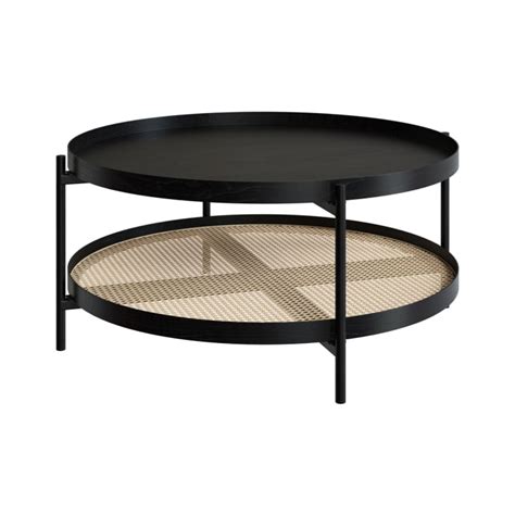 Mesa de centro de madera en mindi negra y caña d84 cm Lukut Maisons