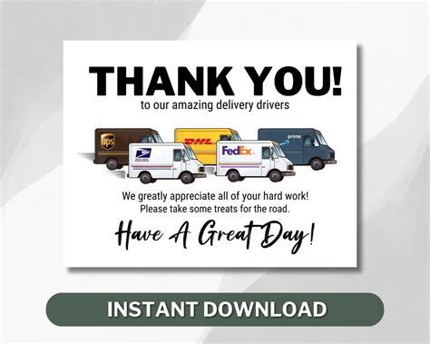 Delivery Driver Thank You Sign Delivery Driver Snack Sign Delivery
