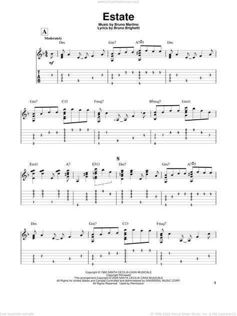 Martino Estate Sheet Music For Guitar Solo PDF