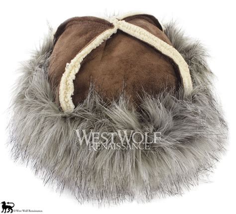 Grey Wolf Fur-Trimmed Viking Hat – West Wolf Renaissance