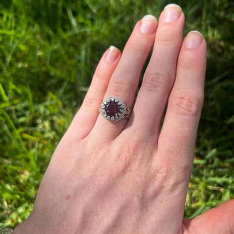 Vintage 14k Garnet Diamond Ring For Sale At 1stdibs