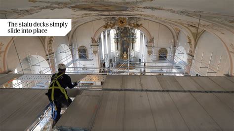 Church Ceiling Restoration Using Layher Aluminium FlexBeam Scaffolding