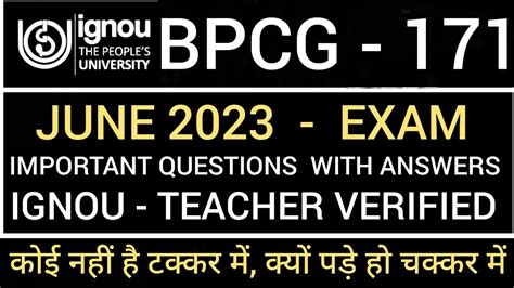 BPCG 171 MOST IMPORTANT QUESTIONS JUNE 2023 EXAM BPCG 171 IMPORTANT