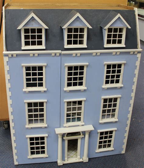 A Modern Georgian Style Dolls House The Hinged Roof Revealing An