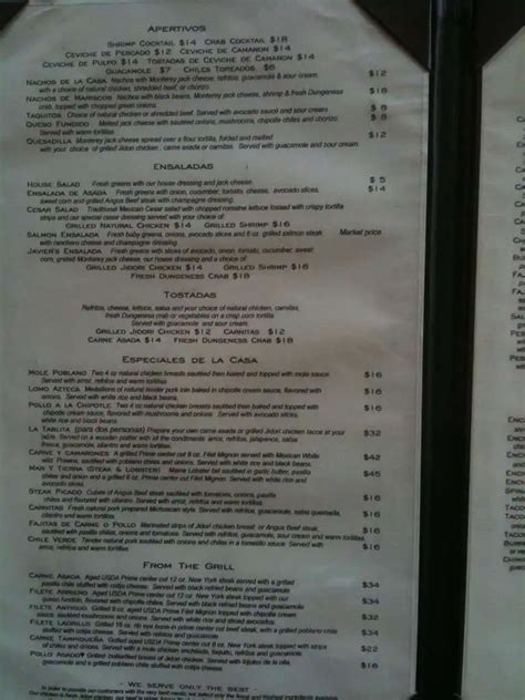 Javier's Menu, Menu for Javier's, Irvine, Orange County - Urbanspoon/Zomato