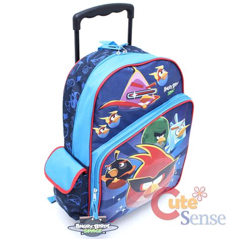 Angry Birds Space School Roller Backpack 16 Large Rolling Luggage Bag