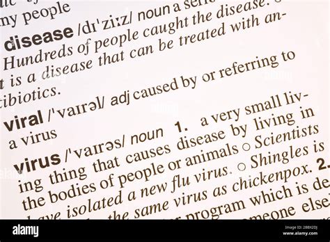 Disease Viral And Virus Words Meaning And Definition Text In English