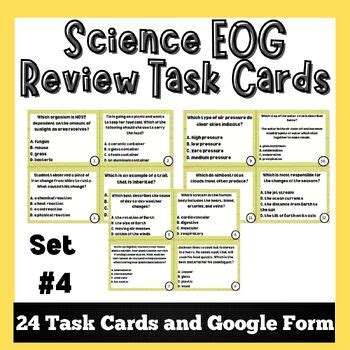 Science EOG Review Task Cards And Google Form Set 4 Test Prep 5th Grade