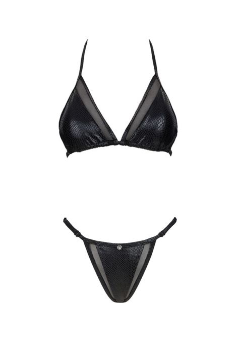 Schwarzer Bikini Mit Mesh Eins Tzen Von Obsessive