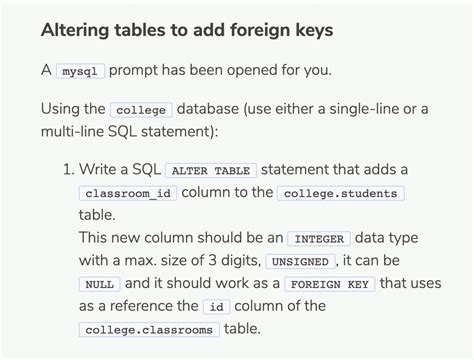 Solved Altering Tables To Add Foreign Keys A Mysql Prompt Chegg