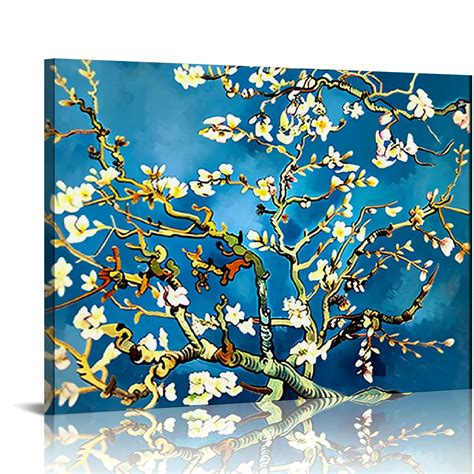 Comio Framed Wall Art Almond Blossom Floral Canvas Prints Of Van Gogh