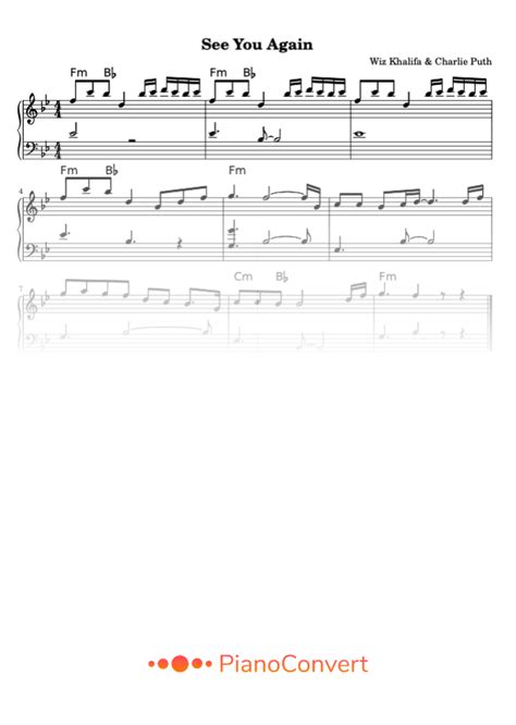 See You Again - Easy Piano Sheet Music in PDF - La Touche Musicale