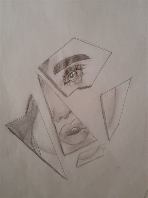 A Pencil Drawing Of A Woman S Face And Eyes