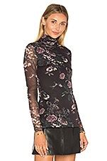 Ganni Delaney Mesh Turtleneck In Black Bouquet REVOLVE