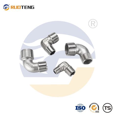 Ruoteng 90 Degree Male Threaded Equal Elbow Fittings 304 316