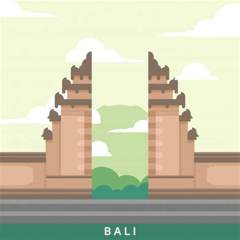 Indonesia Bali Landmark Premium Vector Premium Vector Freepik