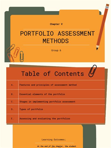 Portfolio Assessment Methods Chapter V Pdf Educational Assessment