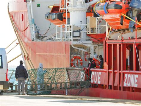 Migrant Disembarkation From Ocean Viking Ship Editorial Stock Image