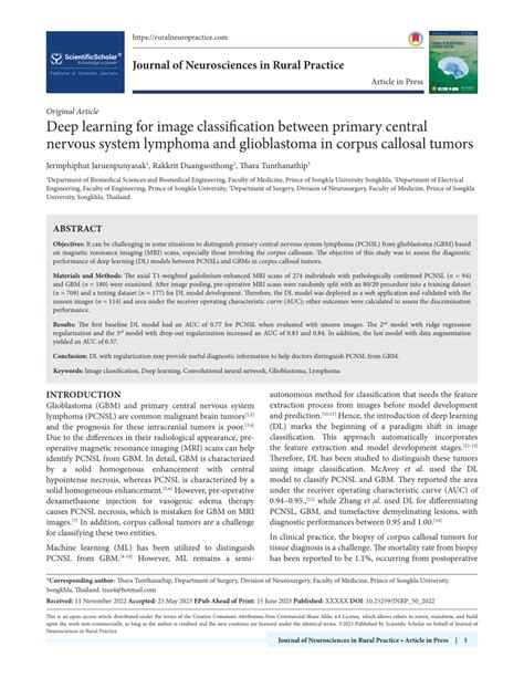 Pdf Deep Learning For Image Classification Between Primary Central