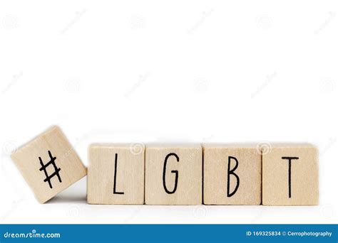 Wooden Cubes With A Hashtag And The Word LGBT Isolated On White Lesbien Gay Bisexual