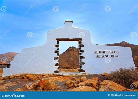 Betancuria Welcome Monument Sign Fuerteventura Stock Image Image Of