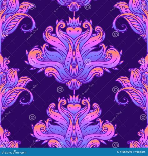 Floral Paisley Inspired Indian Colorful Ornate Seamless Pattern