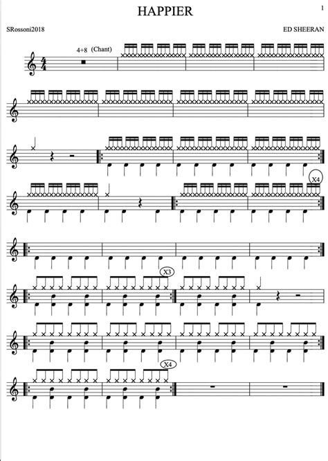 Happier - Ed Sheeran - Drum Sheet Music - Rossoni – DrumSetSheetMusic