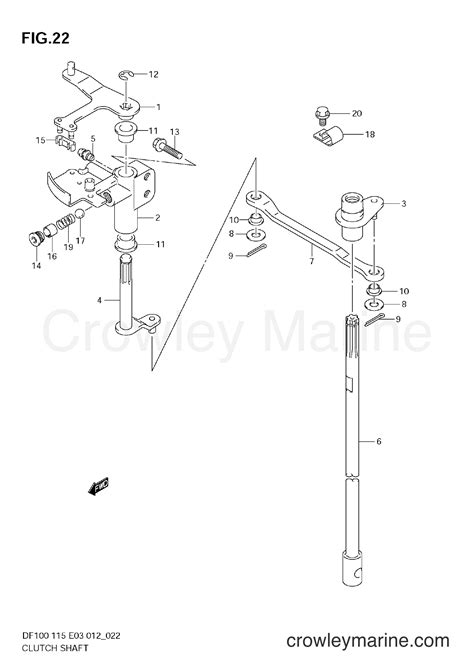 CLUTCH SHAFT DF115T Serial Range Four Stroke Outboard 100 DF100