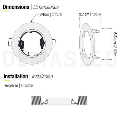 Aro Móvil Blanco 9cm Corte 6 8cm para lampara GU10 y MR16