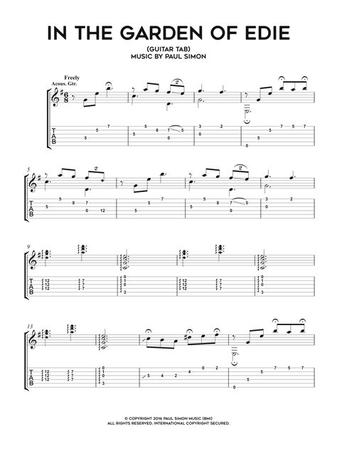 In The Garden Of Edie by Paul Simon - Guitar Tab - Guitar Instructor