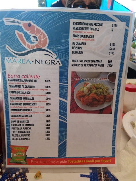 Carta del restaurante Mariscos Marea Negra Mazatlán