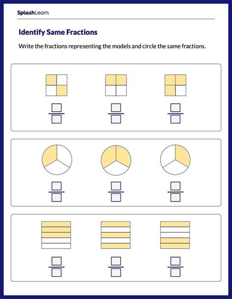 Fractions Worksheets For 3rd Graders Online Splashlearn