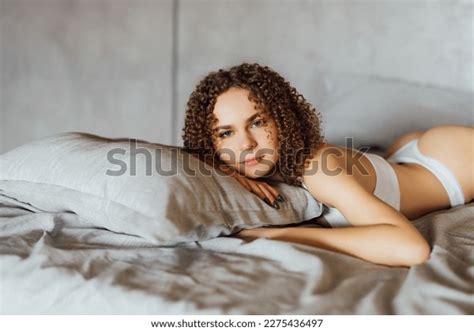 Portrait Sexy Cute Woman Lingerie Lying Stock Photo Shutterstock