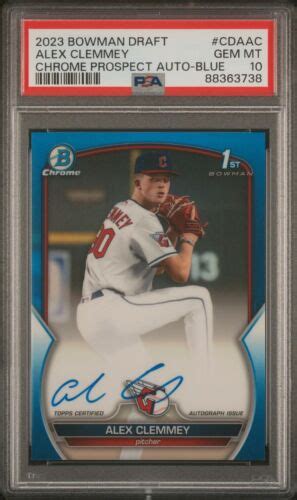 Bowman Chrome Blue Refractor Alex Clemmey Auto Rc Psa