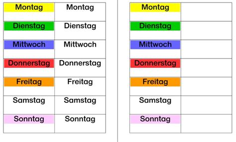 Aufgabenmappe Wochentage Gpaed De