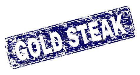 Scratched Gold Steak Framed Rounded Rectangle Stamp Stock Vector