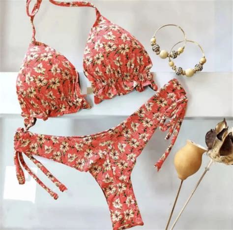 Bikini Frau Zwei Teile Dreieck Rot Bunt Schnürsenkel Mini Tanga Sgambato 91563 eBay de