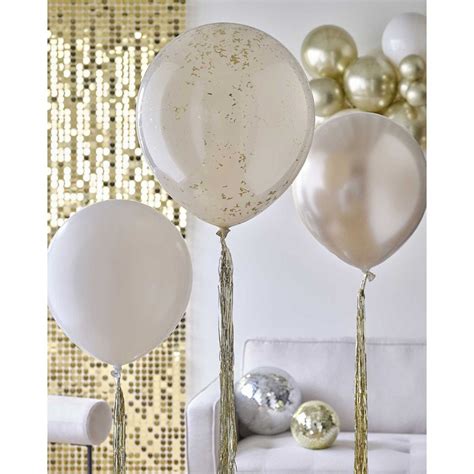 Nude Gold Balloons With Gold Tassel Tails Latex Pk Party Delights