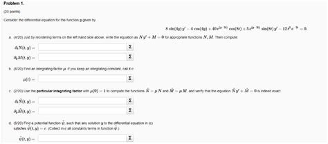 Solved Problem 1 (20 points) Consider the differential | Chegg.com