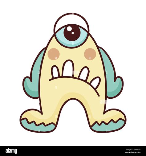 Sad monster cyclops isolated vector illustration. Fictional baby ...